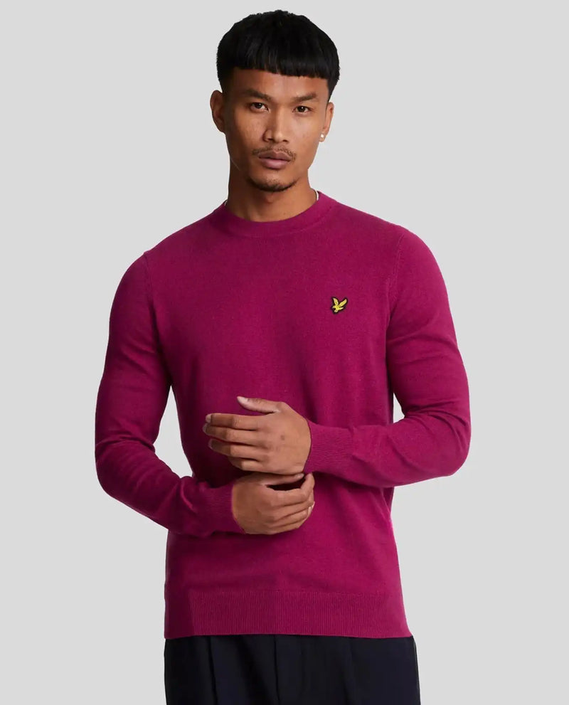 Lyle & Scott Mens Cotton Merino Crew Neck Jumper Rich Burgundy