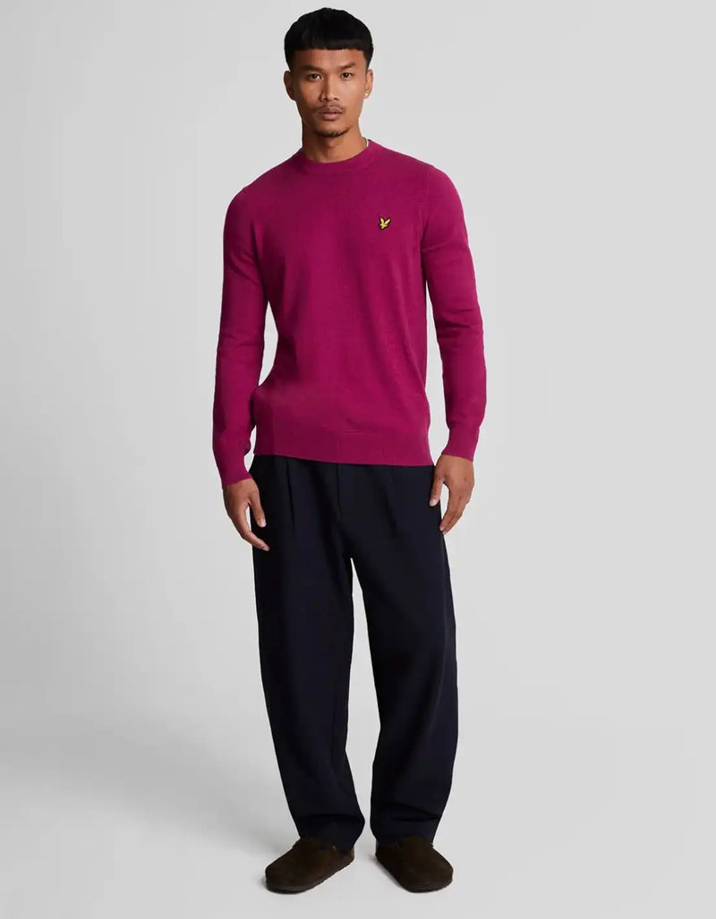 Lyle Scott Mens Cotton Merino Crew Neck Jumper Rich