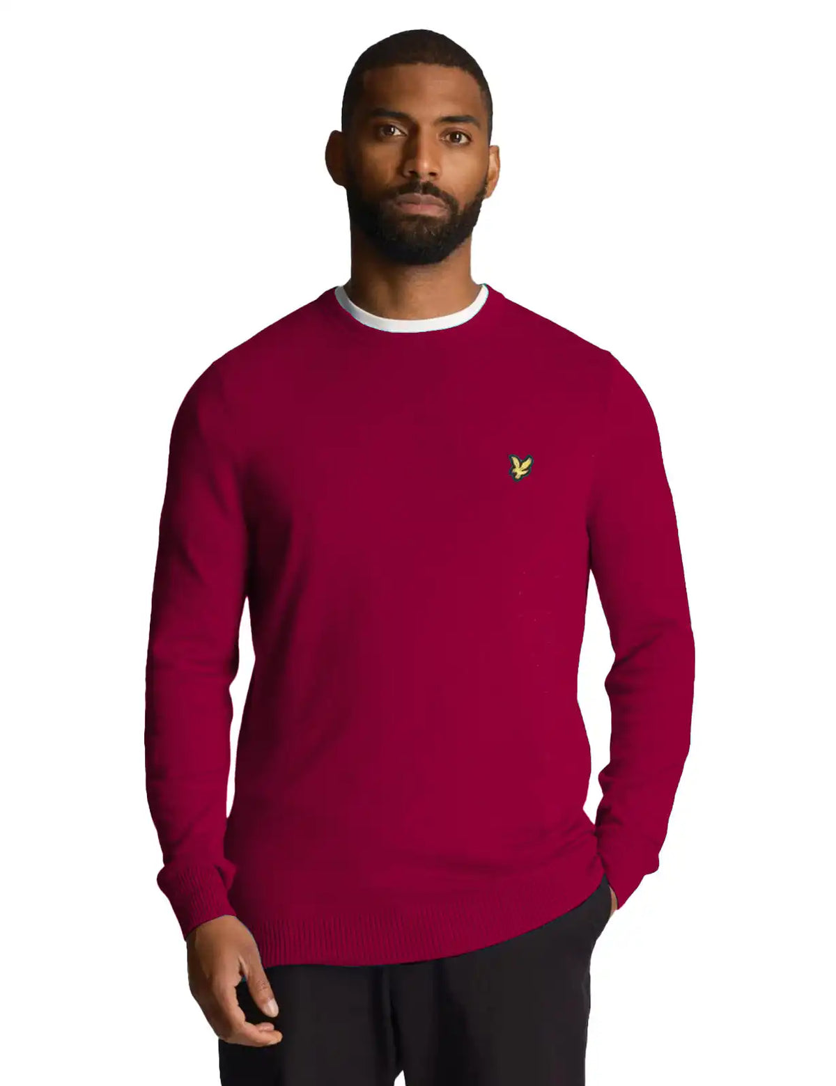 Lyle Scott Mens Cotton Merino Crew Neck Jumper Rich