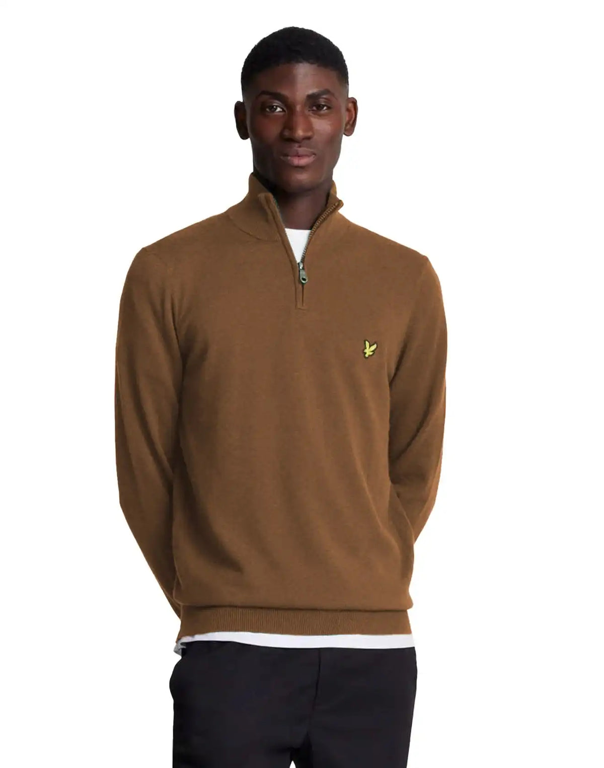 Lyle Scott Mens Cotton Merino Quarter Zip Sweater Wild