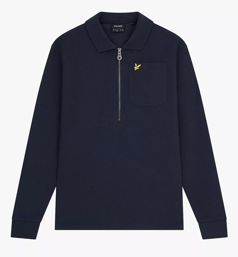 Lyle & Scott Men’s Crest Textured Quarter Zip Sweatshirt Dark Navy