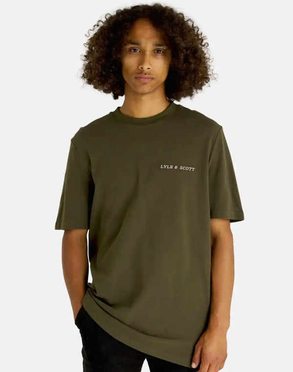 Lyle & Scott Mens Embroidered Logo Relaxed Fit TShirt TS1904V Olive