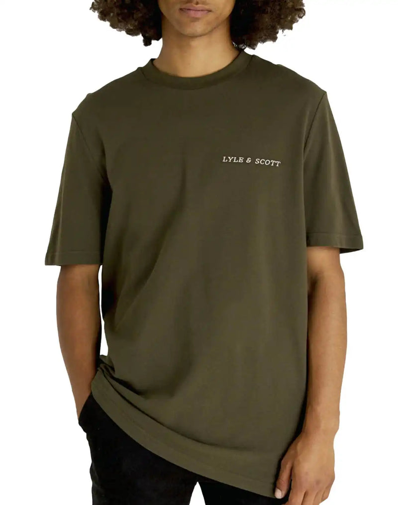 Lyle & Scott Mens Embroidered Logo Relaxed Fit TShirt TS1904V Olive