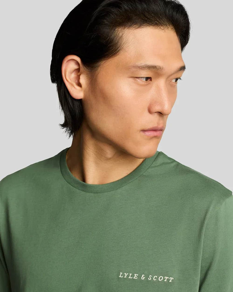 Lyle & Scott Mens Embroidered T-Shirt Duck Green/Cove Northern