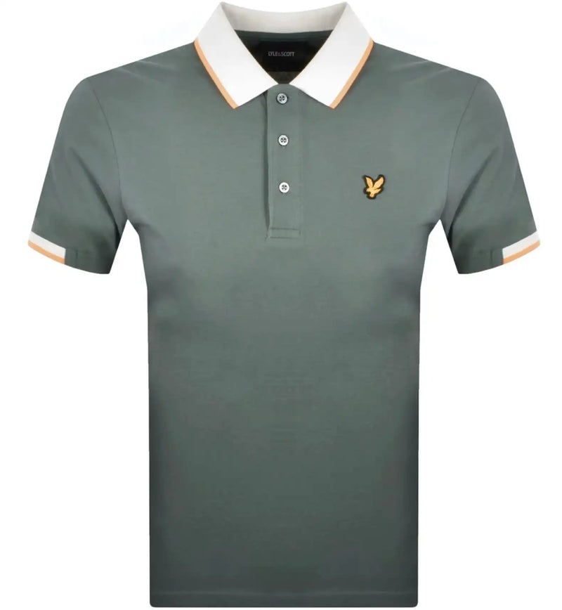 Lyle & Scott Mens Half Tipped Polo Shirt Green Mercurial Northern