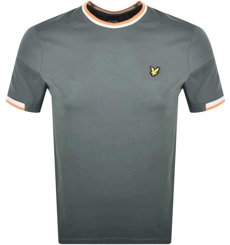 Lyle & Scott Mens Half Tipped T-Shirt Green Mercurial Northern