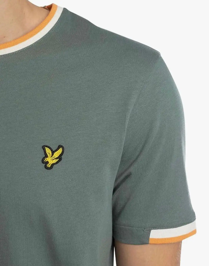 Lyle & Scott Mens Half Tipped T-Shirt Green Mercurial Northern