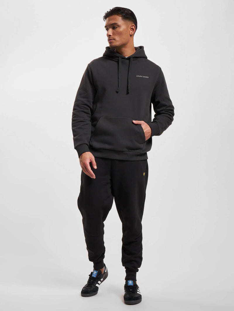 Lyle & Scott Mens Loopback Embroidered Hoodie Jet Black/White