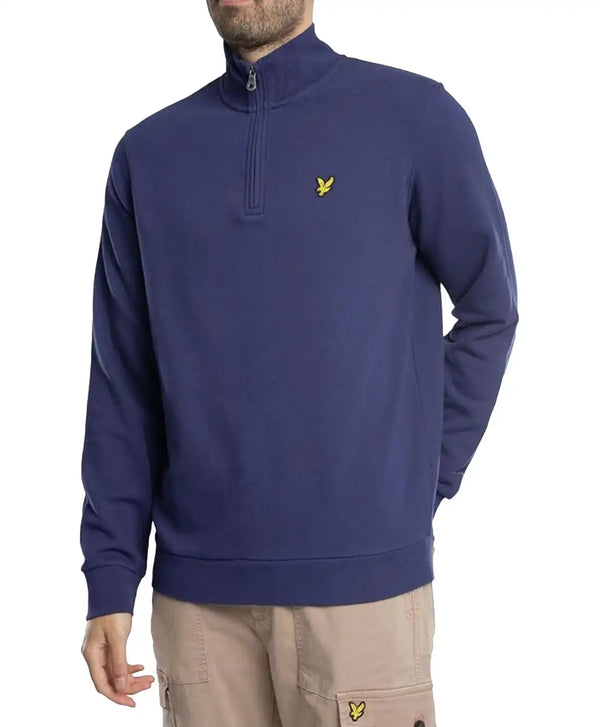 Lyle & Scott Mens Loopback Quarter Zip Sweatshirt Deep Indigo