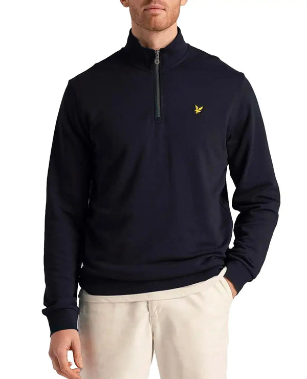 Lyle & Scott Mens Loopback Quarter Zip Sweatshirt Navy Northern