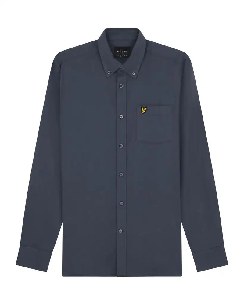 Lyle & Scott Mens Plain Flannel Shirt Gunmetal Grey Northern Ireland