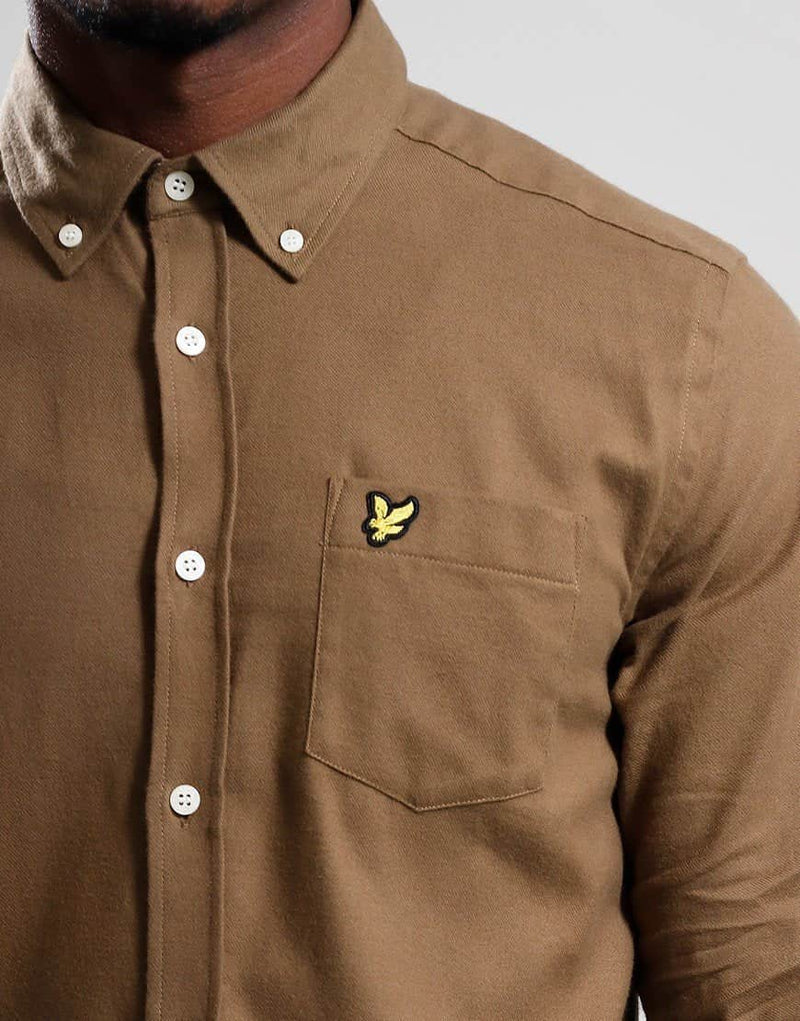 Lyle & Scott Mens Plain Flannel Shirt Wild Nettle Northern Ireland