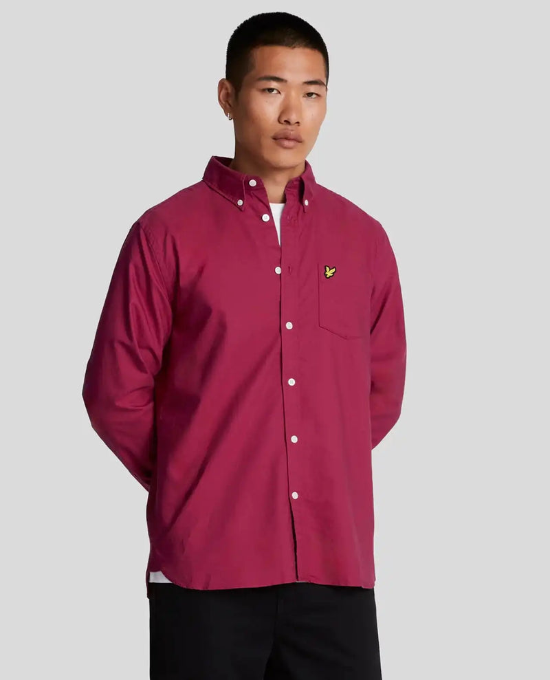 Lyle & Scott Mens Plain Oxford Shirt Rich Burgundy Northern Ireland