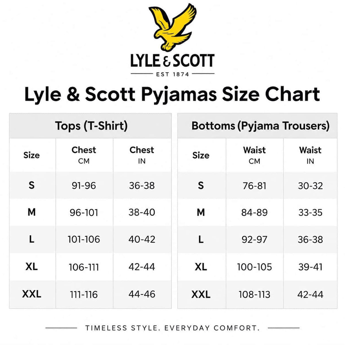 Lyle & Scott size chart
