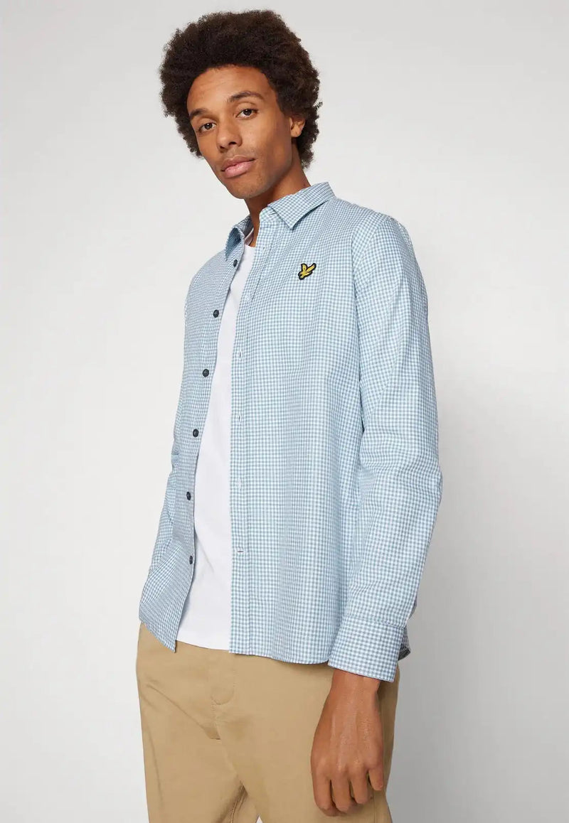 Lyle & Scott Mens Shepherd Check Shirt Slate Blue/White Northern