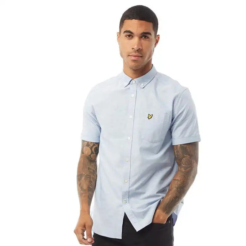 Lyle & Scott Mens Short Sleeve Oxford Shirt Riviera Blue Northern