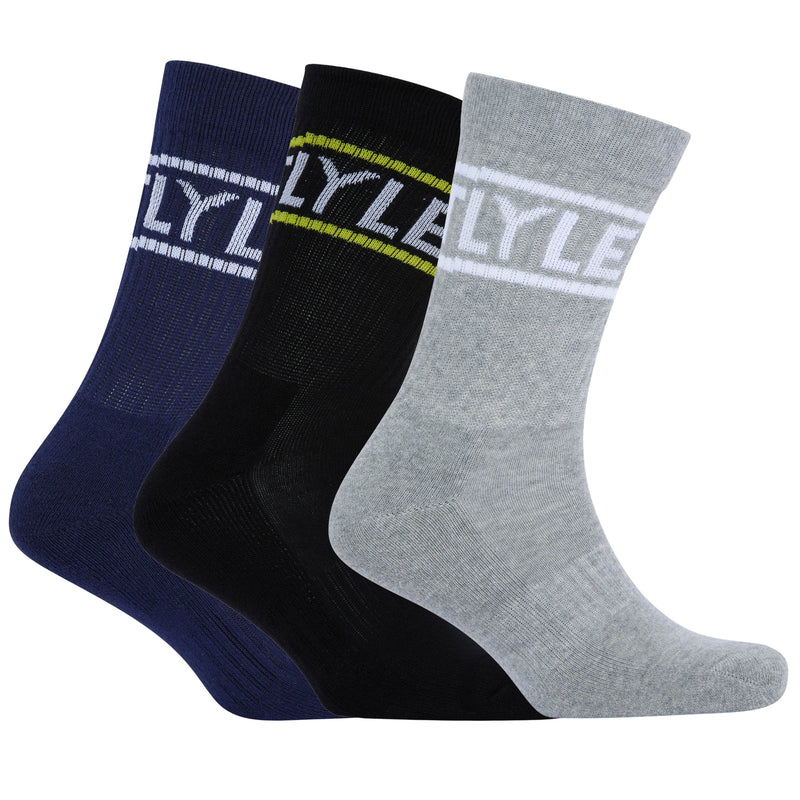 Lyle & Scott Mens Socks 3 Pack Jock Black/Grey/Peacoat Navy Northern