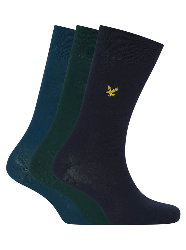 Lyle & Scott Mens Socks Angus Peacoat / Rainforest / Sailor Blue