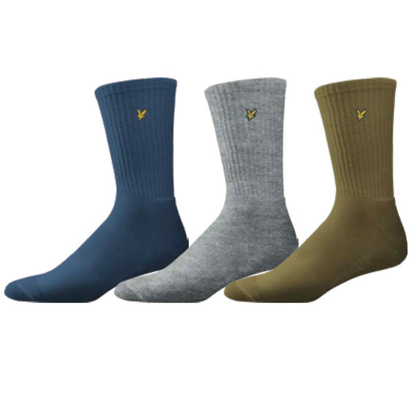 Lyle & Scott Men’s Sport Socks Hamilton 3 Pack Dark Denim,Grey,Dried