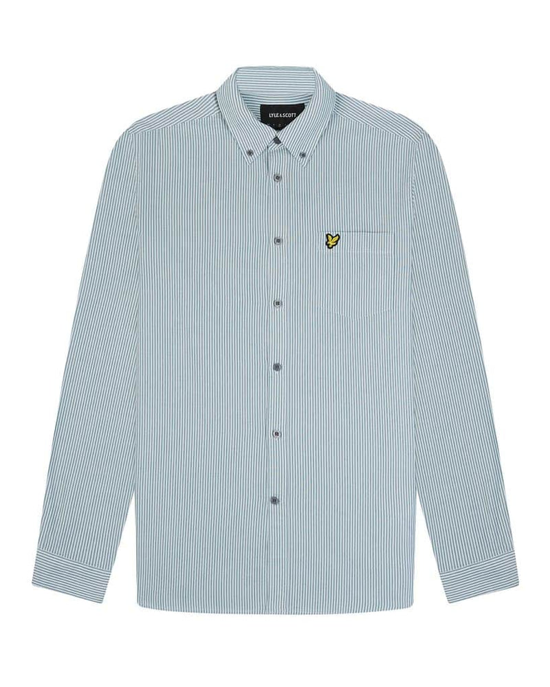 Lyle & Scott Mens Stripe Oxford Shirt Court Green/White Northern