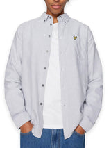 Lyle & Scott Mens Stripe Oxford Shirt Gunmetal/White Northern Ireland