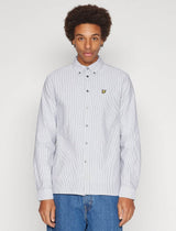 Lyle & Scott Mens Stripe Oxford Shirt Gunmetal/White Northern Ireland