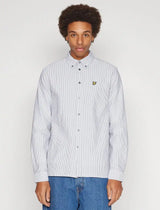 Lyle & Scott Mens Stripe Oxford Shirt Gunmetal/White Northern Ireland