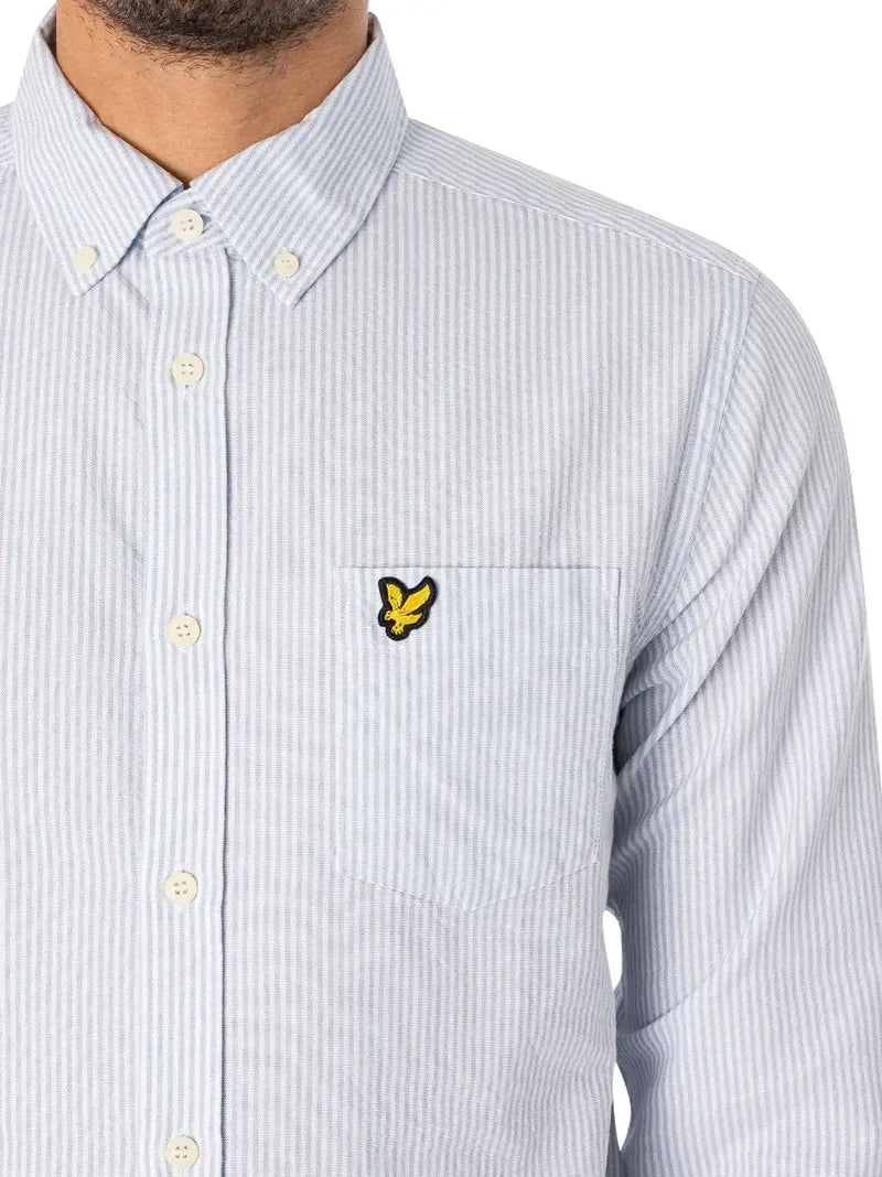 Lyle & Scott Mens Stripe Oxford Shirt Light Blue/White Northern