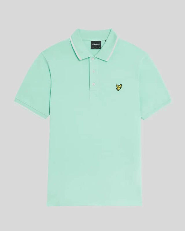 Lyle & Scott Mens Tipped Polo Shirt Aquamarine/White Northern Ireland
