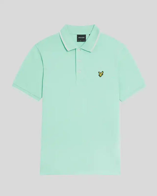 Lyle & Scott Mens Tipped Polo Shirt Aquamarine/White Northern Ireland