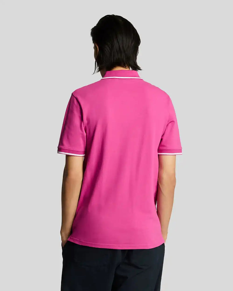 Lyle & Scott Mens Tipped Polo Shirt Fuchsia/White Northern Ireland