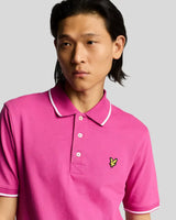 Lyle & Scott Mens Tipped Polo Shirt Fuchsia/White Northern Ireland