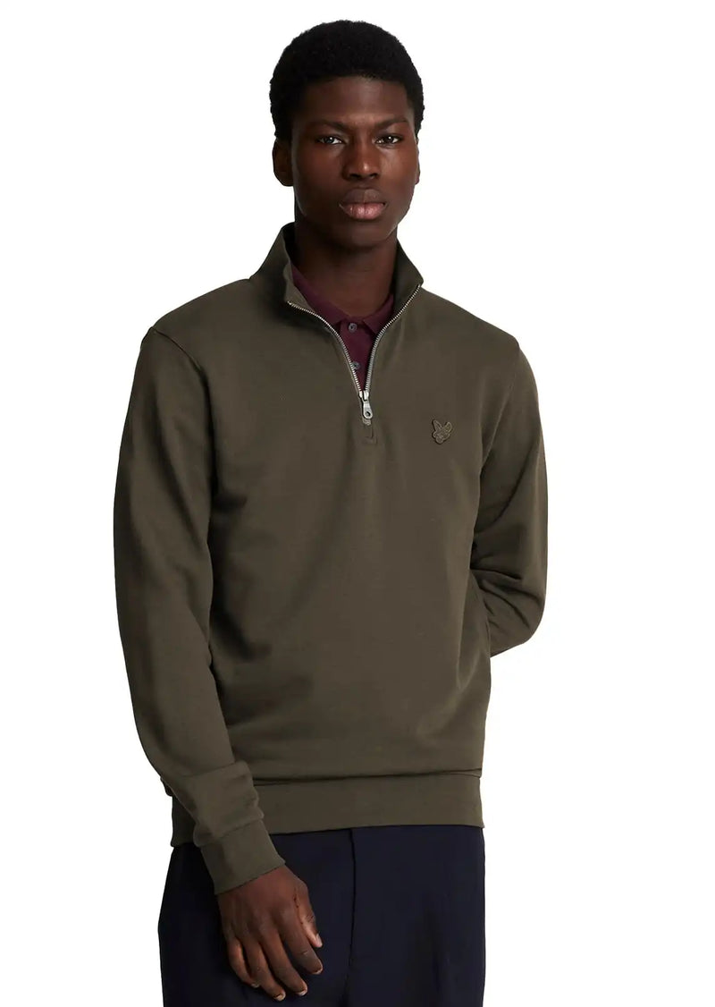 Lyle Scott Mens Tonal Eagle Quarter Zip Sweatshirt Form