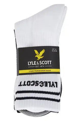 Lyle & Scott Mens Walter 3 Pack Sports Socks White/Grey/Black 7-11UK