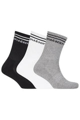 Lyle & Scott Mens Walter 3 Pack Sports Socks White/Grey/Black 7-11UK