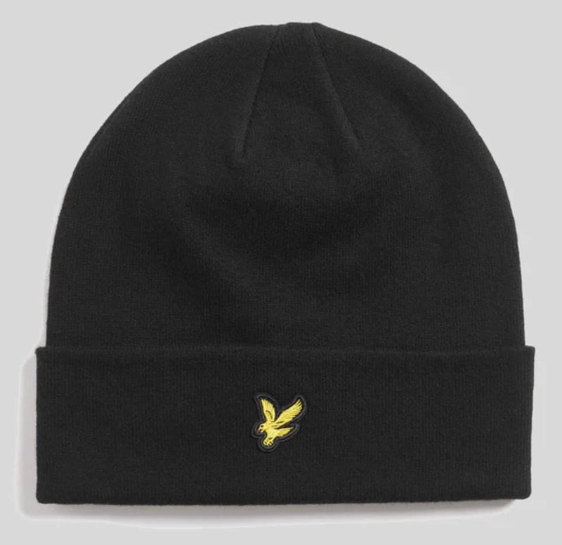 Lyle & Scott Merino Wool Blend Beanie Hat Black Northern Ireland