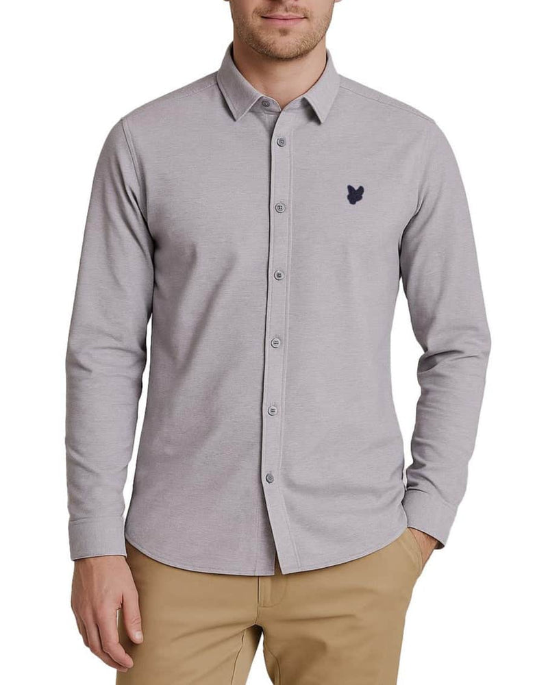Lyle & Scott Pique Interlock Shirt Chambray Blue Northern Ireland