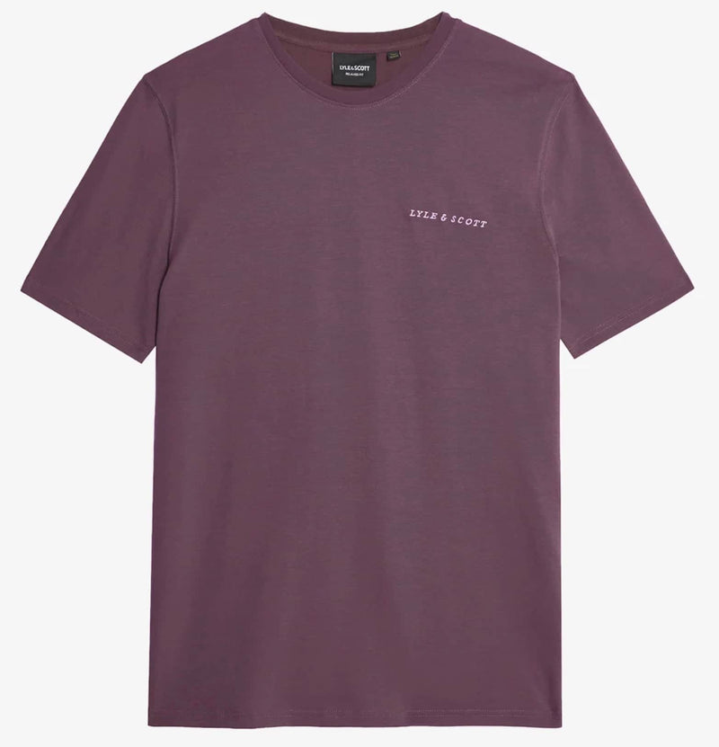 Lyle & Scott Script T Shirt Dusky Maroon Northern Ireland Belfast
