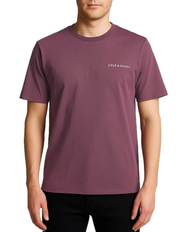 Lyle & Scott Script T Shirt Dusky Maroon Northern Ireland Belfast