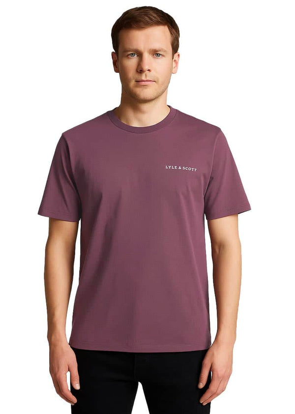 Lyle & Scott Script T Shirt Dusky Maroon Northern Ireland Belfast