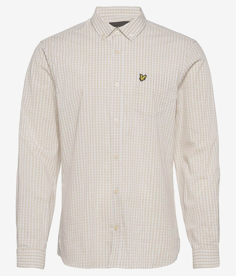 Lyle & Scott Slim Fit Gingham Shirt White Sesame.