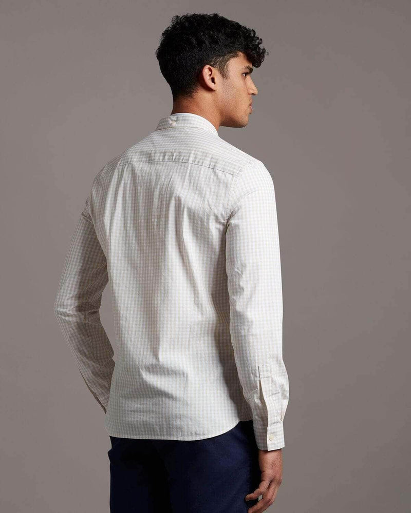 Lyle & Scott Slim Fit Gingham Shirt White Sesame.