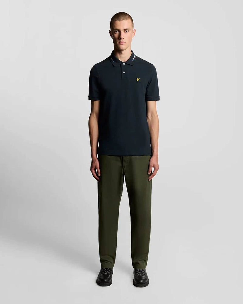 Lyle & Scott Striped Tipped Polo Shirt Dark Navy/Foam Northern