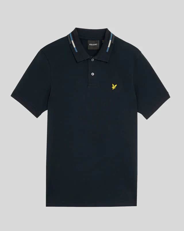 Lyle & Scott Striped Tipped Polo Shirt Dark Navy/Foam Northern