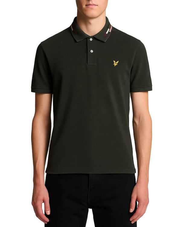 Lyle & Scott Striped Tipped Polo Shirt Gunmetal/Foam Northern Ireland