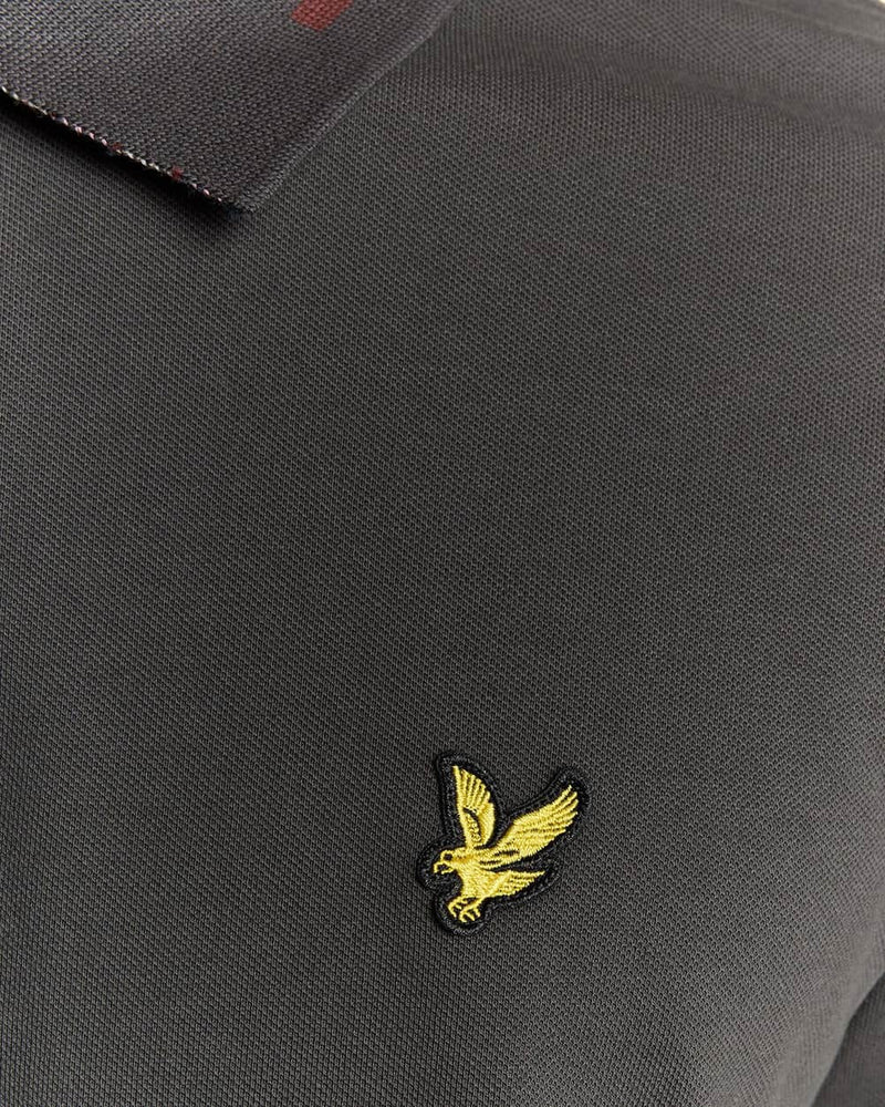 Lyle & Scott Striped Tipped Polo Shirt Gunmetal/Foam Northern Ireland