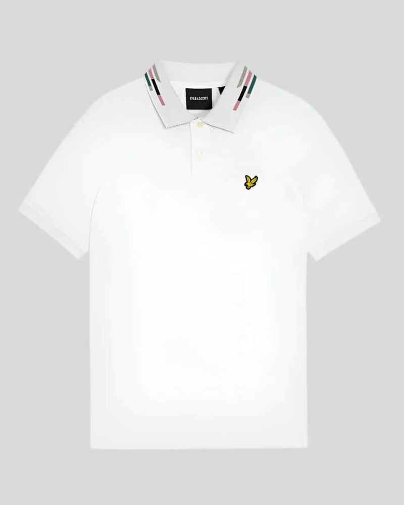 Lyle & Scott Striped Tipped Polo Shirt White/Dark Navy Northern