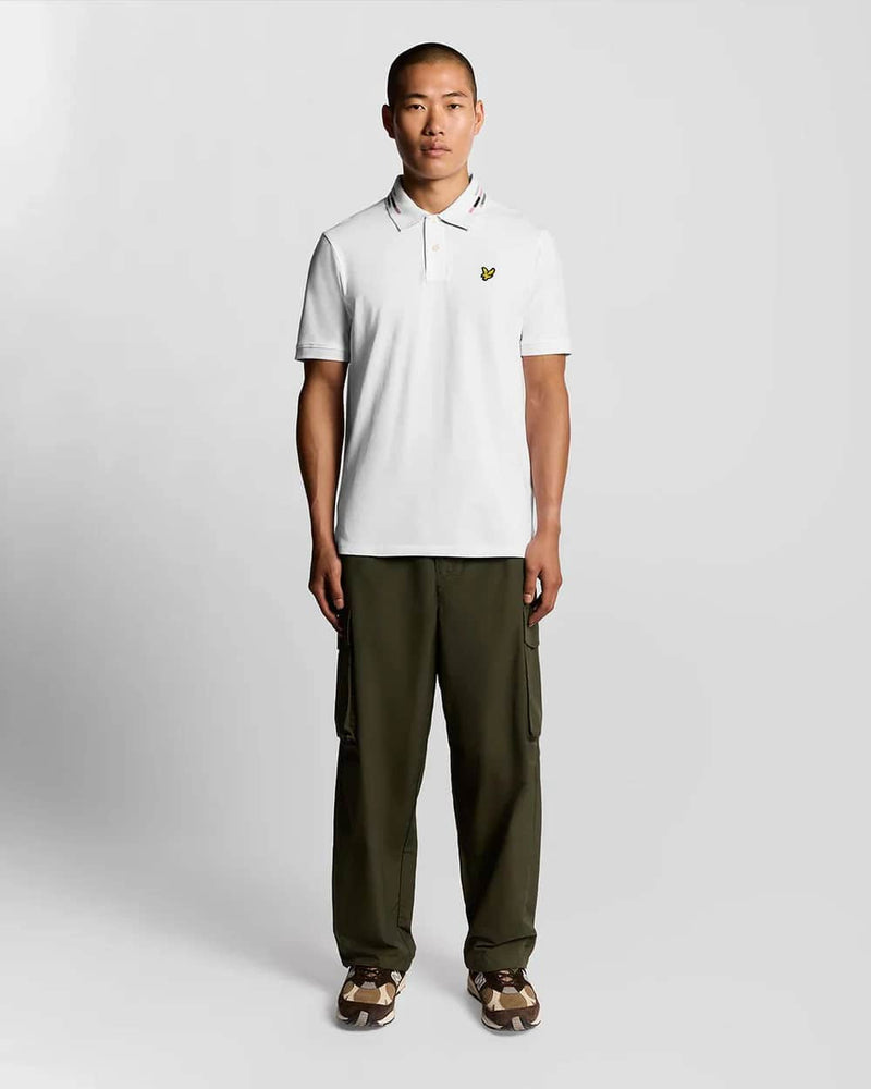 Lyle & Scott Striped Tipped Polo Shirt White/Dark Navy Northern