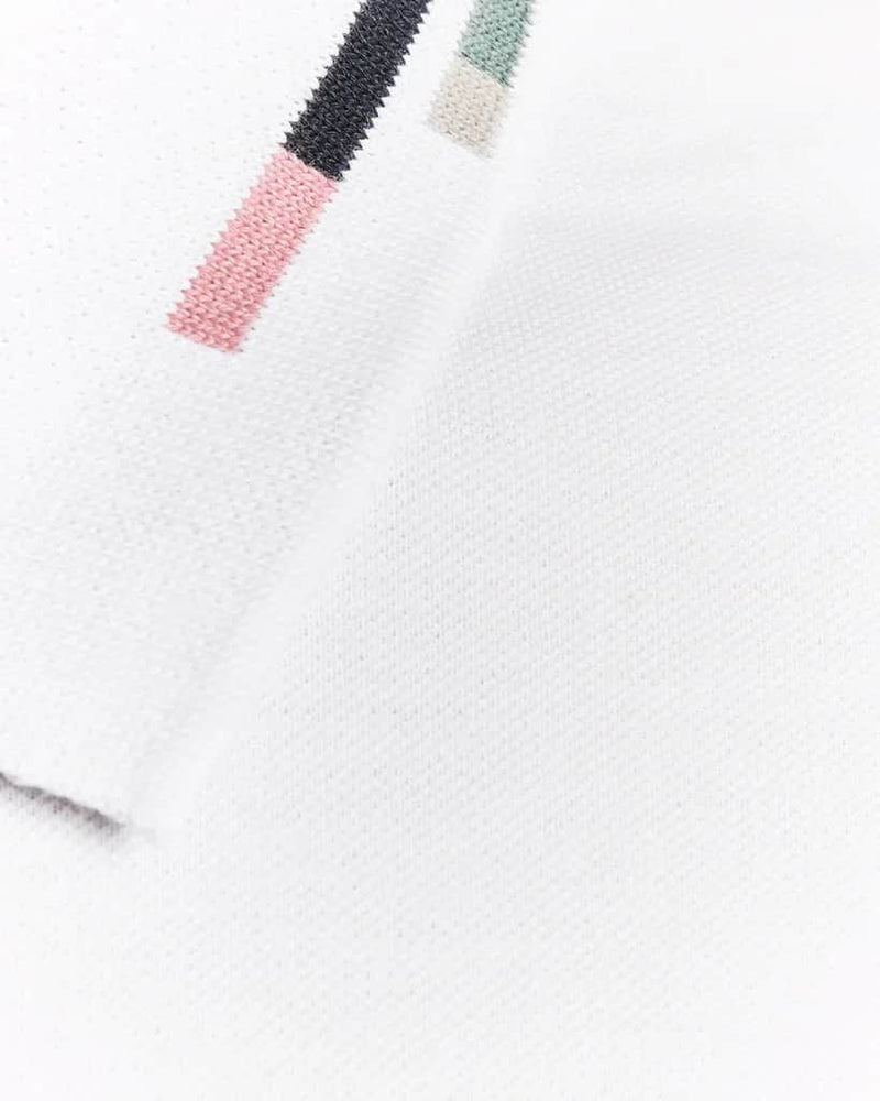 Lyle & Scott Striped Tipped Polo Shirt White/Dark Navy Northern