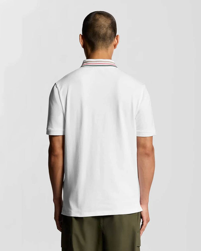 Lyle & Scott Striped Tipped Polo Shirt White/Dark Navy Northern